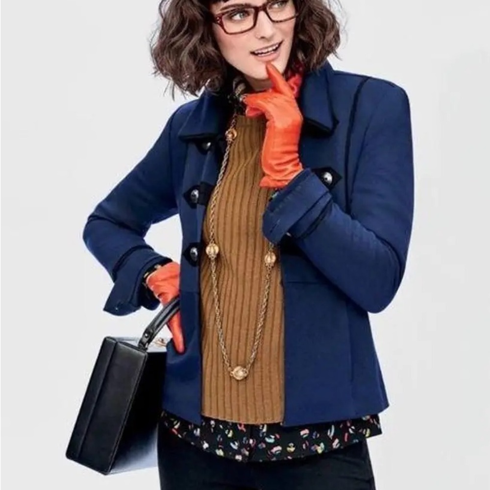 CAbi Navy Blue In the Band Jacket #3375 Stretch Classic Blazer Military Size S
